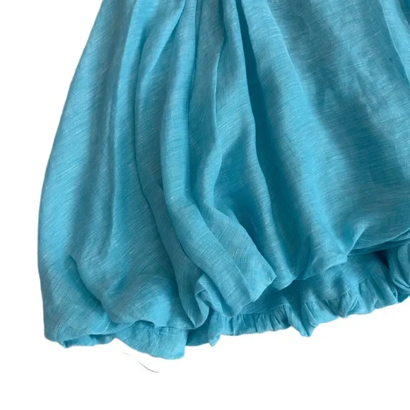 SARTORIA SARACENA ~ Chic Turquoise Wrap Around Sleeveless High Low Linen Dress - Picture 10 of 11